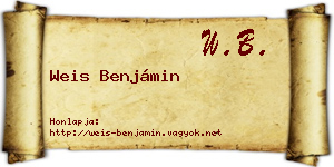 Weis Benjámin névjegykártya